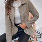 Striped Button Front Ruffle Hem Slim Fit Blazer Coat