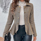 Striped Button Front Ruffle Hem Slim Fit Blazer Coat