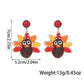 Cinnamon Beaded Turkey Thanksgiving Holiday Earrings