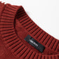 Red Dahlia Color Contrast Trim Drop Shoulder Crew Neck Sweater