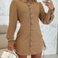 Side Drawstring Buttoned Roll Up Sleeve Shirt Dress