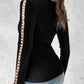 Bell Sleeve Fashion V Neck Lace Patchwork Blouse Casual Slim Fit Ribbed Tops