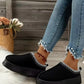 Black Contrast Print Suede Plush Lined Snow Boots