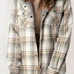 Gray Plaid Pattern Sherpa Lined Hooded Shacket