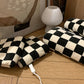 Black Fuzzy Checkerboard Bath Towel