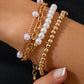 Gold Plated Chain Beaded 4 Pcs Bracelet Set