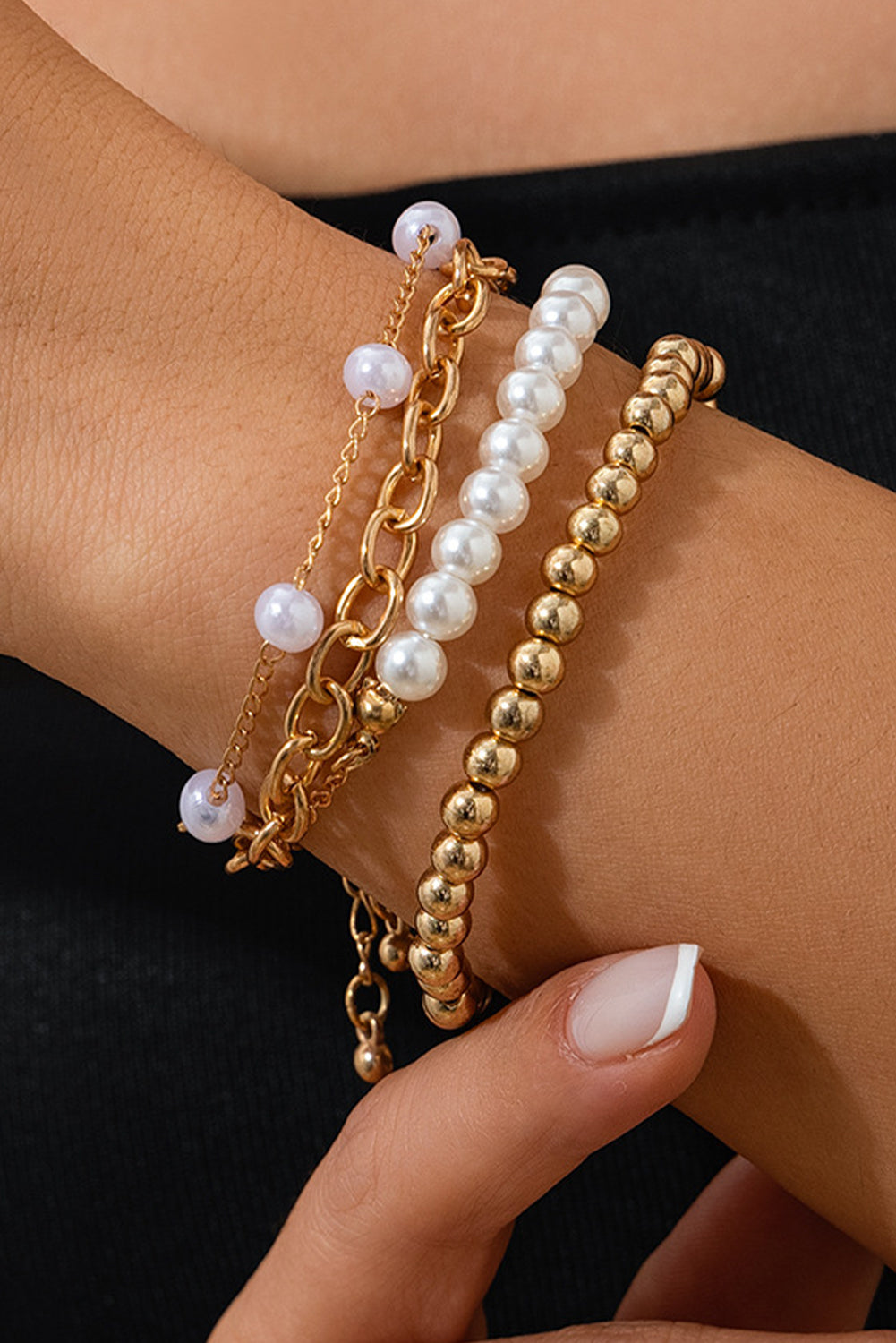 Gold Plated Chain Beaded 4 Pcs Bracelet Set