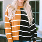 Stripe Oversized Contrast Printed Dropped Shoulder Top