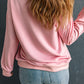 Pink Christmas Bow Candy Cane Graphic Drop Shoulder Crew Neck Sweatshirt