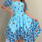 Butterfly Print Off the Shoulder Waist Asymmetrical Hem Dress Casual Shirred A Line Mini Vacation Dress