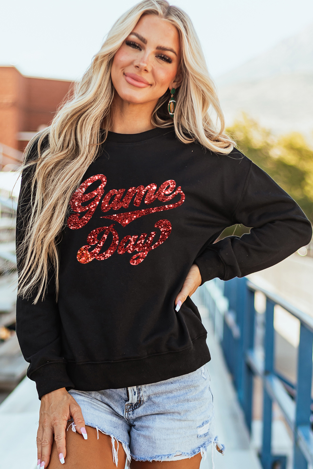 Black Game Day Graphic Pullover Sweatshirt