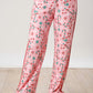 Pink Christmas Candy Cane Print Lapel Collar Shirt and Pants Two Piece Pajamas Set