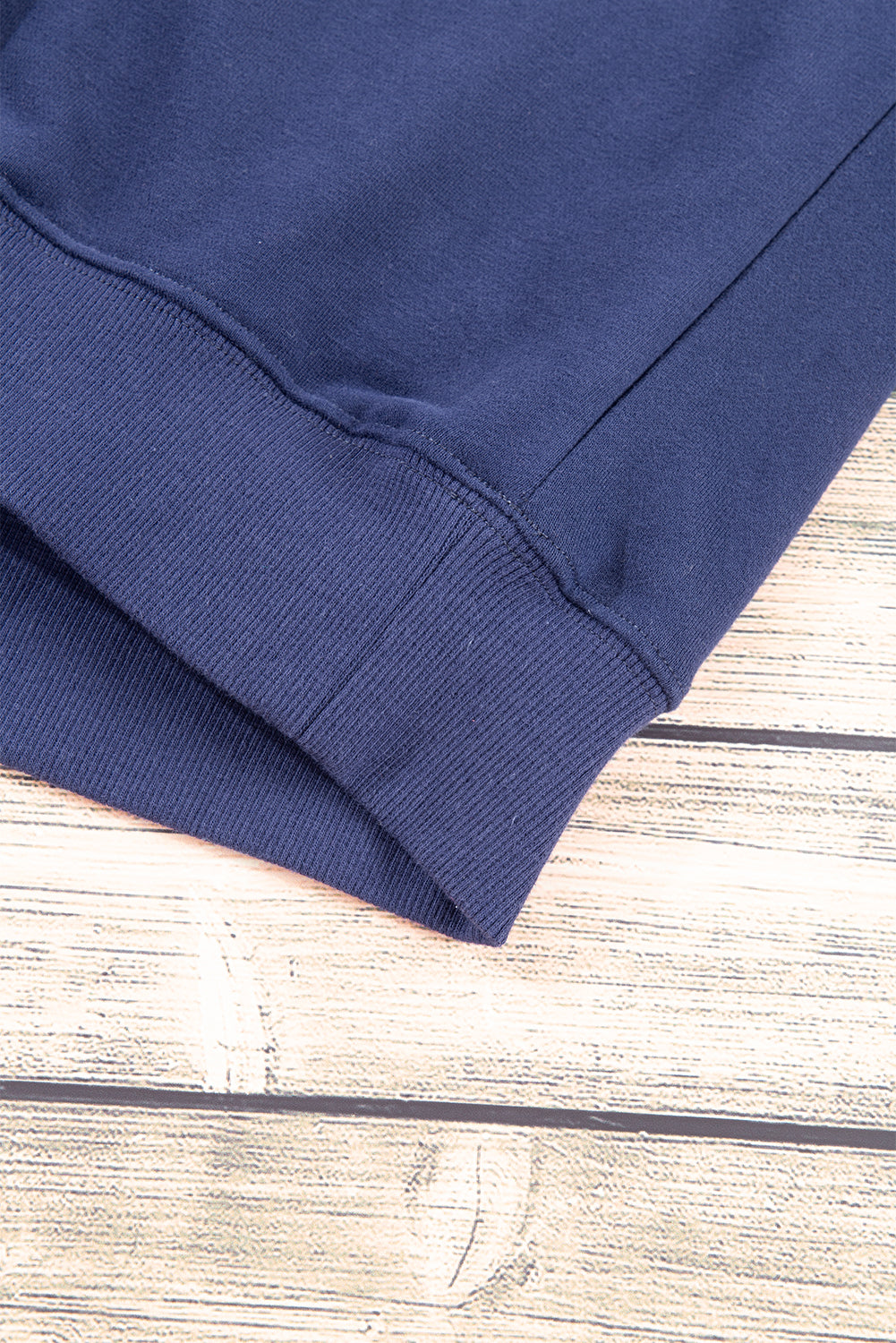 Navy Blue Plain Drop Shoulder Crewneck Pullover Sweatshirt