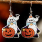 White Dwarf Pumpkin Face Halloween Hook Earrings