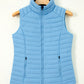 Sky Blue Plush Collared Quilted Zipped Puffer Vest