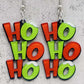 Green HO HO HO Dangle Christmas Earrings