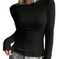 Black Fleece Lined Slim Fit Long Sleeve T Shirt