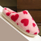 Fiery Red Valentines Heart Shape Winter Fuzzy Slippers