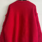 Racing Red Rhinestone Bow Pearl Decor Christmas Tree Round Neck Sweater