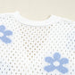 White Flower Knit Hollow Out Open Short Cardigan