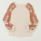 Apricot Western Print Patch Long Sleeve Top