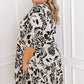 Black Floral Print Tiered Frilled Half Sleeve Plus Size Mini Dress