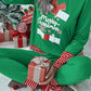 Dark Green Christmas Striped Contrast Two Piece Lounge Set