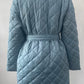 Canton Lapel Collar Belted Quilted Long Puffer Coat