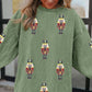 Grass Green Christmas Nutcracker Graphic Corded Pullover Sweatshirt