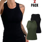 2 Pack Round Neck Thick Strap Racerback Ribbed Tank Slim Fit Tops without Bra Pads