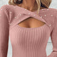 Twisted Hollow Out Beaded Knit Sweater