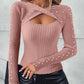 Twisted Hollow Out Beaded Knit Sweater