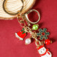 Gold Christmas Santa Claus & Snowflake Charm Keychain