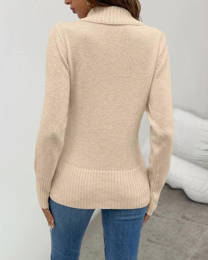 Shawl Collar Button Decor Knit Sweater