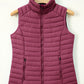 Burgundy Plush Collared Quilted Zipped Puffer Vest