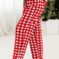 Fiery Red Christmas Plaid Print Shirt and Pants Pajama Set