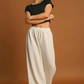 Apricot Loop Drawstring Casual Wide Leg Pants