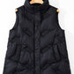 Black Quilted High Neck Zip Up Jacket Vest