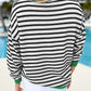 Black Striped Contrast Edge Long Sleeve Top