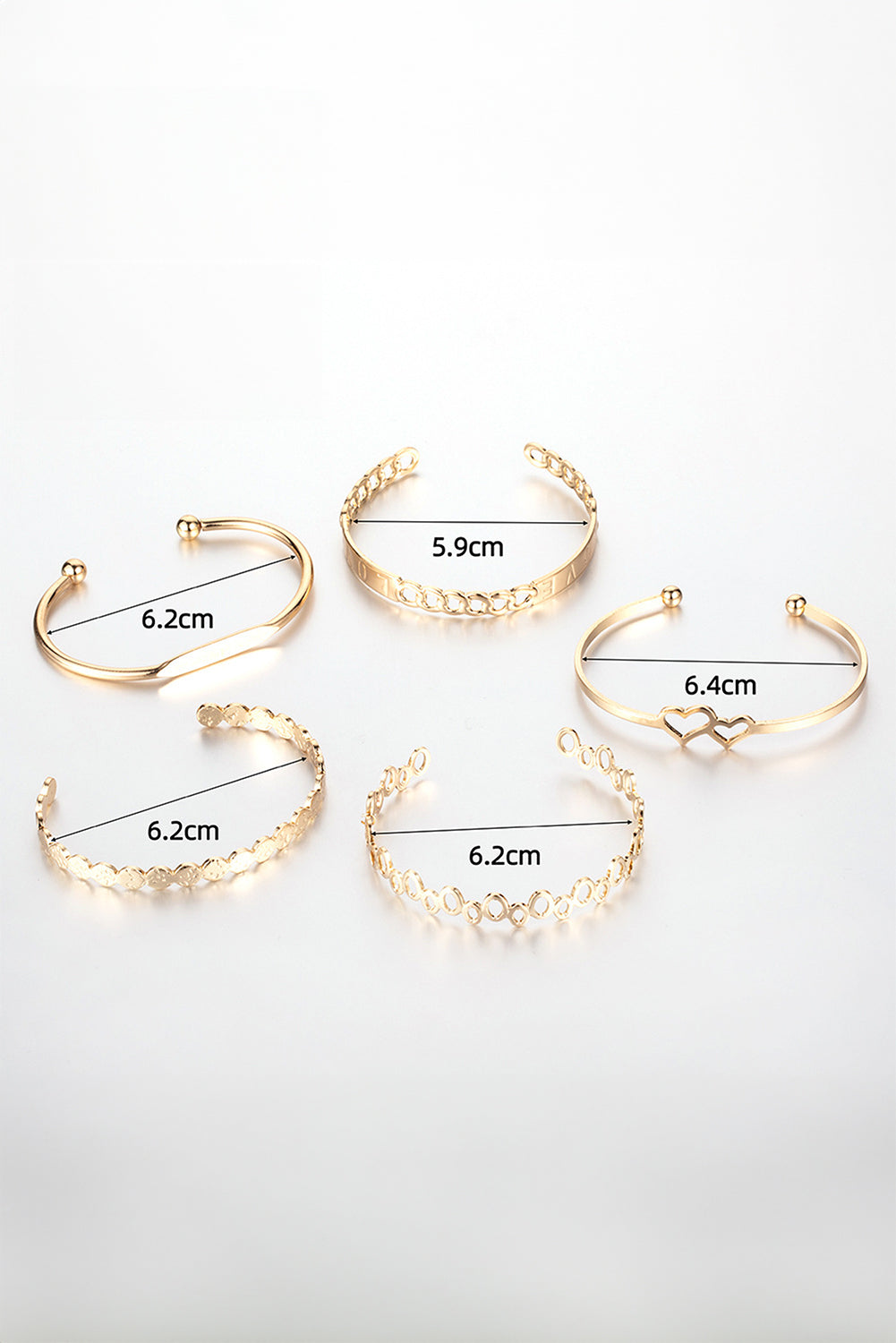 Gold Plated Valentines Bracelet 5pcs Set