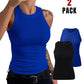 2 Pack Round Neck Thick Strap Racerback Ribbed Tank Slim Fit Tops without Bra Pads