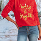 Red Merry & Bright Printed Christmas Pullover Sweatshirt