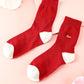 Racing Red Love Embroidered Ribbed Color Block Crew Socks