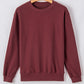 Burgundy Plain Drop Shoulder Crewneck Pullover Sweatshirt