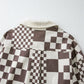 Brown Checkered Print Patchwork Corduroy Shacket