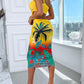 Tropical Print Cutout One Shoulder Bodycon Dress