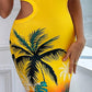 Tropical Print Cutout One Shoulder Bodycon Dress