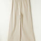 Apricot Loop Drawstring Casual Wide Leg Pants