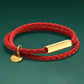 Red Clay Metal Decor PU Leather Braided Bracelet