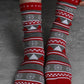 Fiery Red Christmas Geometric Snowflake Print Crew Socks